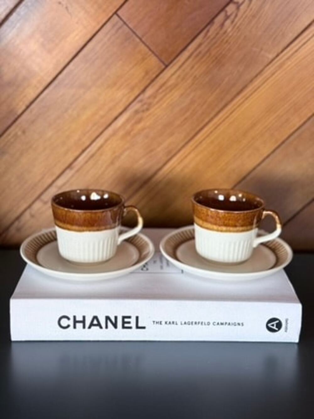 Vintage Marlborough Genuine Stoneware Coffee Cups Saucers Ribbed New Zealand Pai